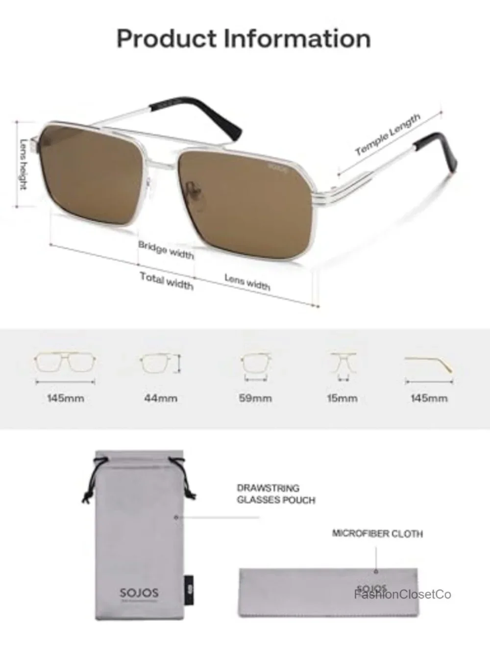 Retro Square Polarized Sunglasses with Metal Frame UV Protection
